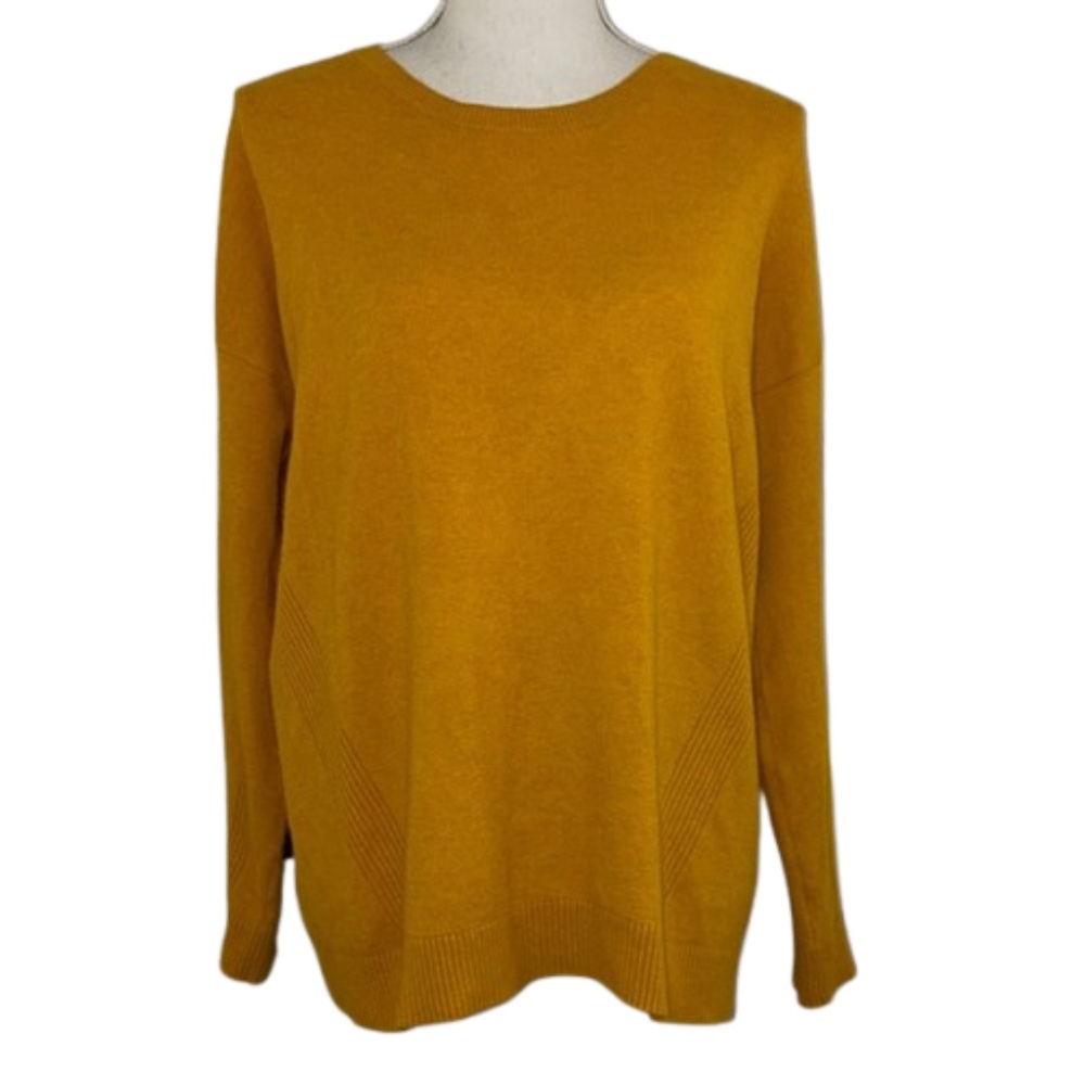 J. Jill Women's Dandelion Mustard Crew Neck Sweater long sleeved